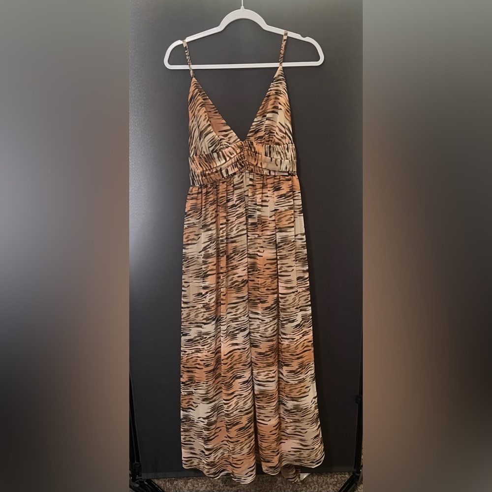 Moda International Elegant Multicolor Maxi Dress with tie back